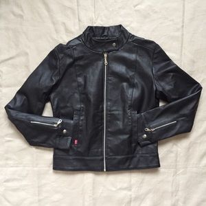 Levi’s 100% LEATHER Red Tab black moto jacket